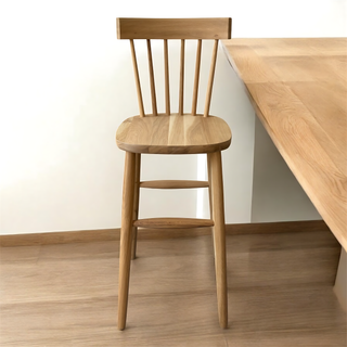 Scandinavian Mandal Bar Stool | Solid Oak, 6 Spindles