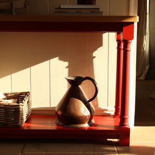 larissa oak console table painted red
