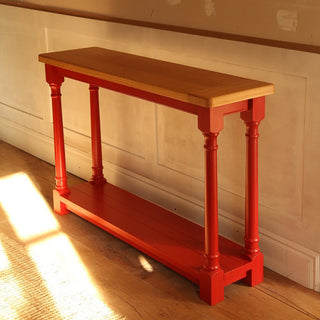 larissa oak console table painted red