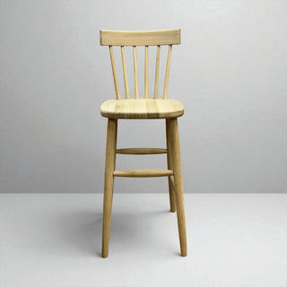 Scandinavian Mandal Bar Stool | Solid Oak, 6 Spindles