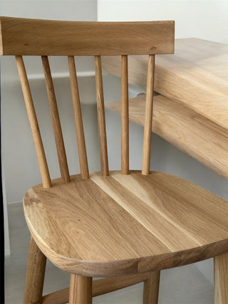 Scandinavian Mandal Bar Stool | Solid Oak, 6 Spindles