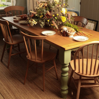 traditional farmhouse dining table painted green